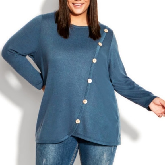 Nwt AVENUE Opal Hacci Knit Top Steel Size 16 (R02.5) - Picture 1 of 8